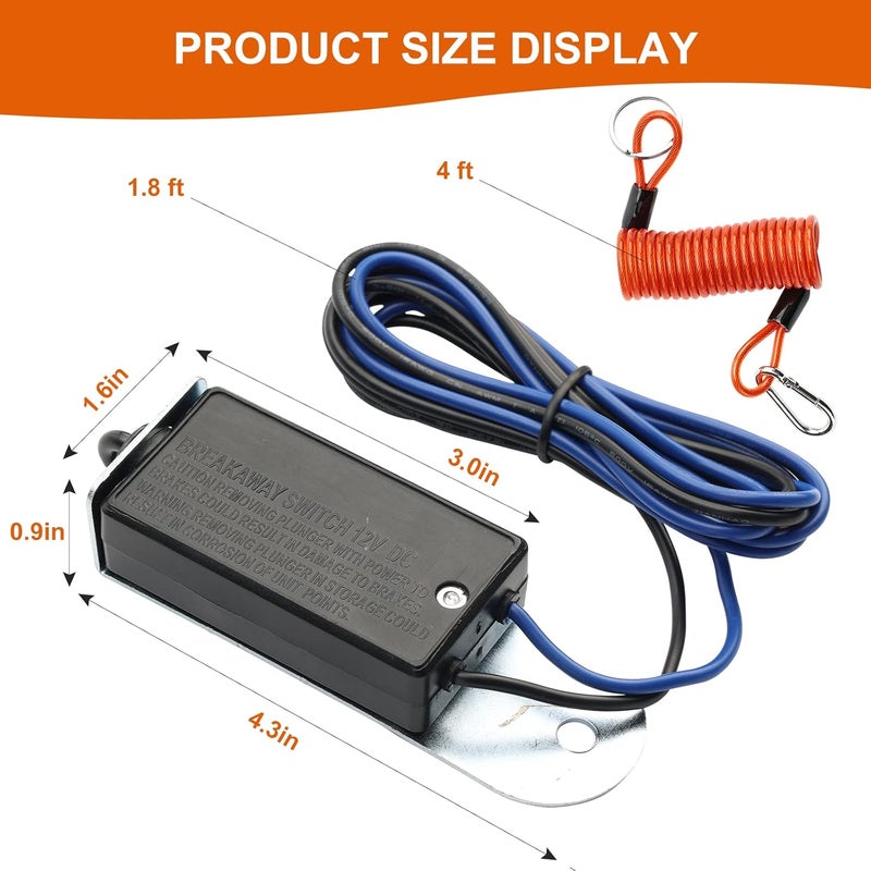 Rnigs Trailer Breakaway Switch, 6ft Breakaway Coiled Cable with Electric Brake or RV Towing Trailer - Image 5